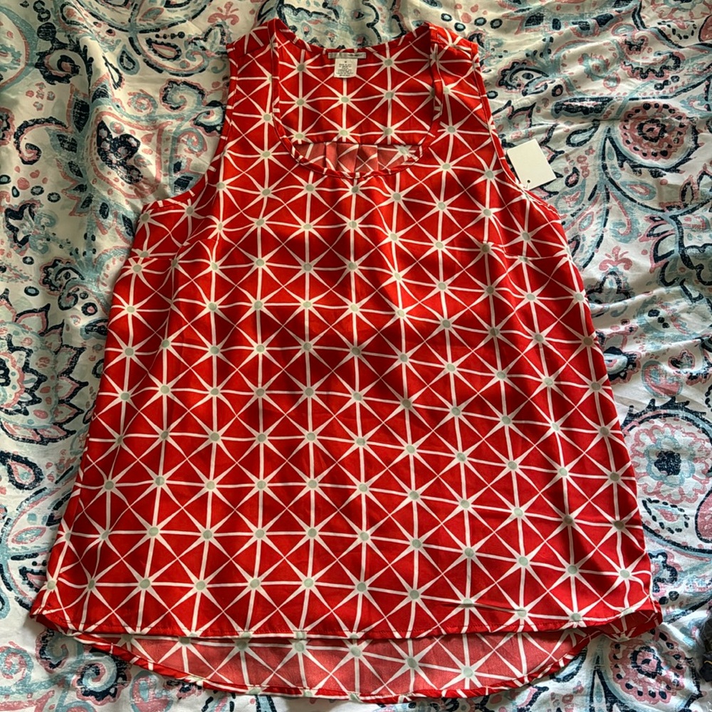 Halogen Scoop Neck abstract Tank Top Sz M
